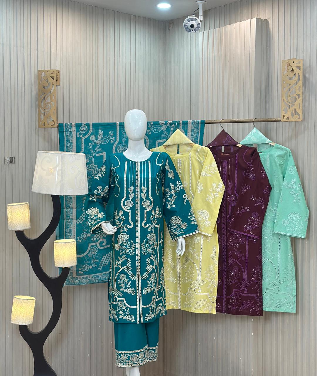 RangQari Sky Blue Embroidered Lawn Suit product image 1